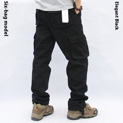 Men's Multi-Pocket Workwear Trousers | Straight-Leg Cargo Pants