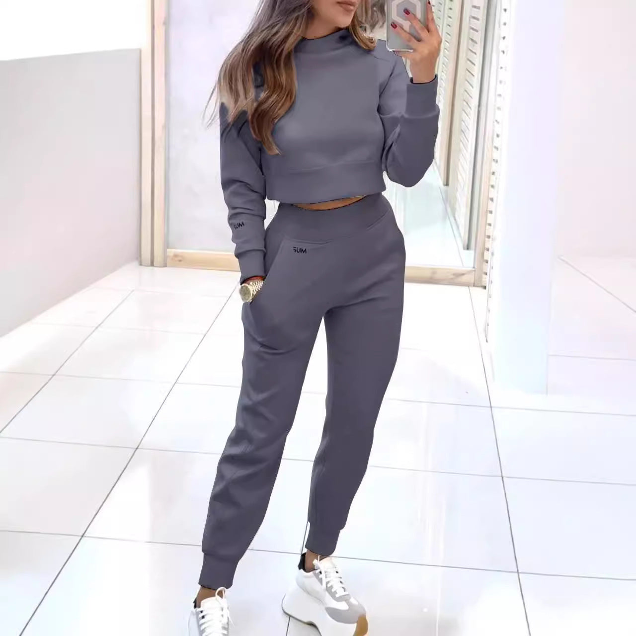 Stand Collar Sports Suit | Pullover Top & Slim Trousers