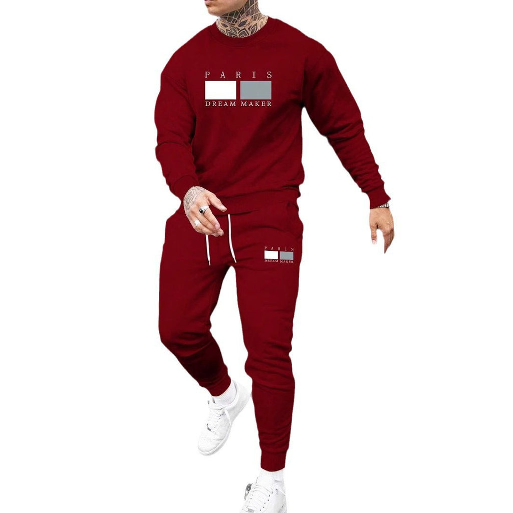 Men's Round Neck Sweater Casual Sports Suit | European Fit