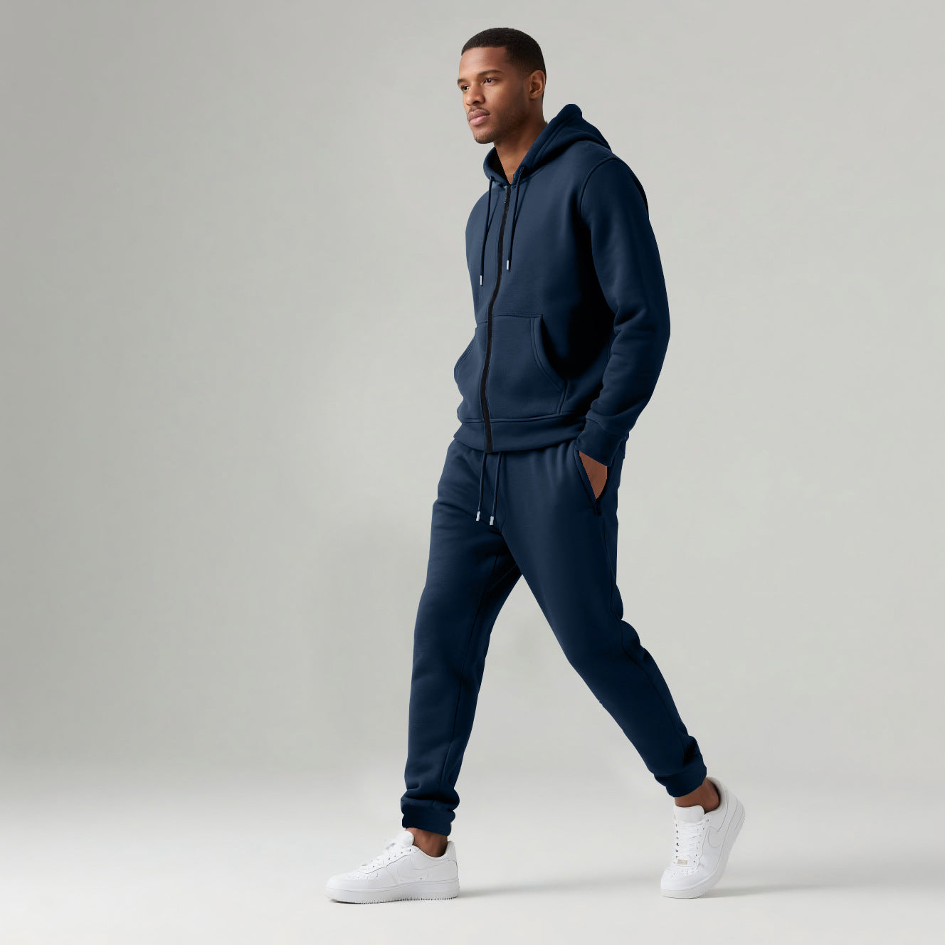 Men's Solid Color Hooded Long-Sleeve Sportswear Set | Athletic Tracksuit