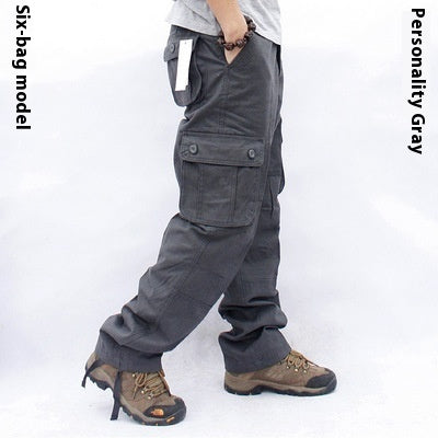 Men's Multi-Pocket Workwear Trousers | Straight-Leg Cargo Pants
