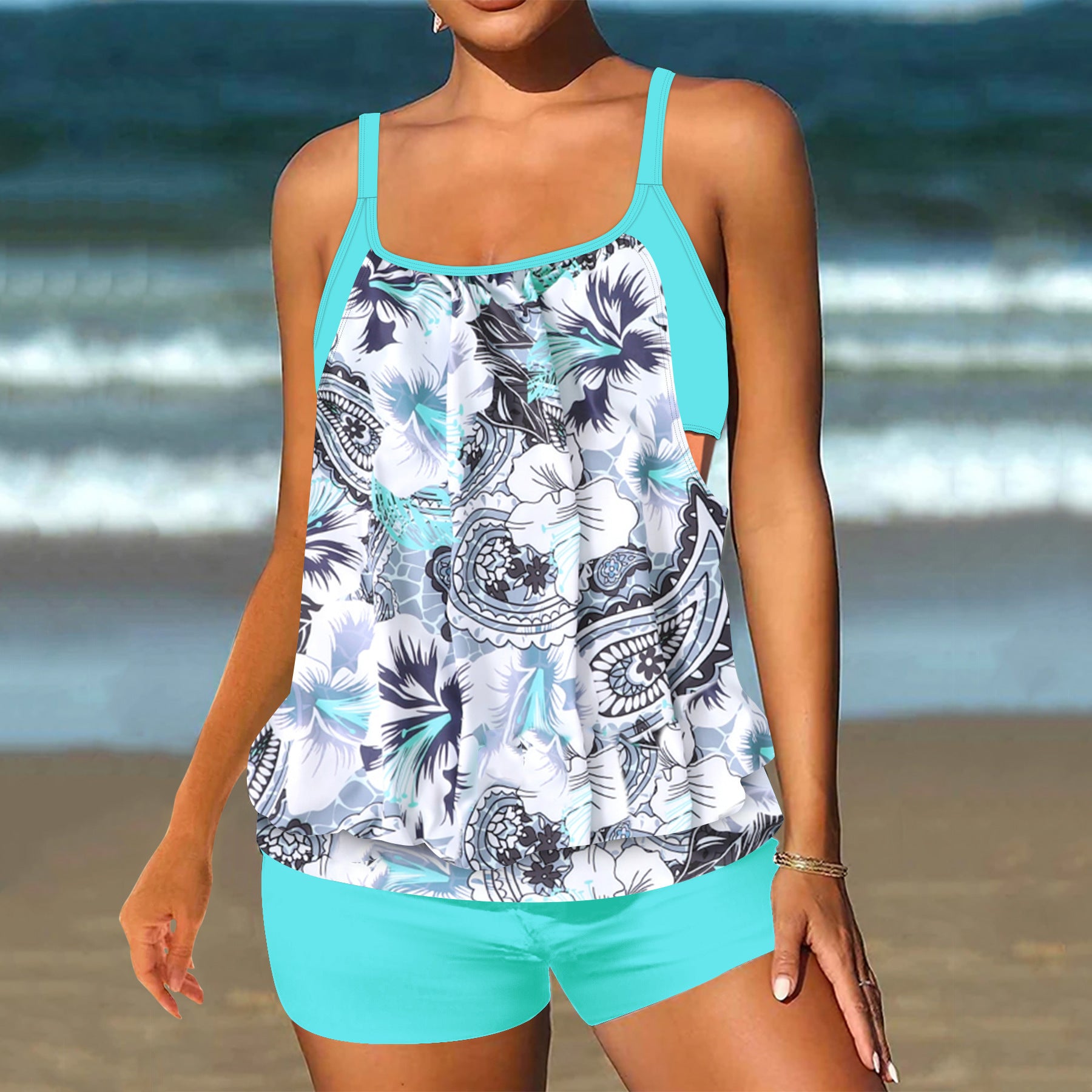 Printed Two-Piece Swimsuit Set | Women's Beach Swimwear