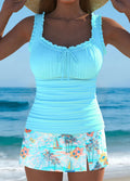 Women's High-End Ruffle Trim Two-Piece Bikini Swimsuit | Solid Color Beach Style