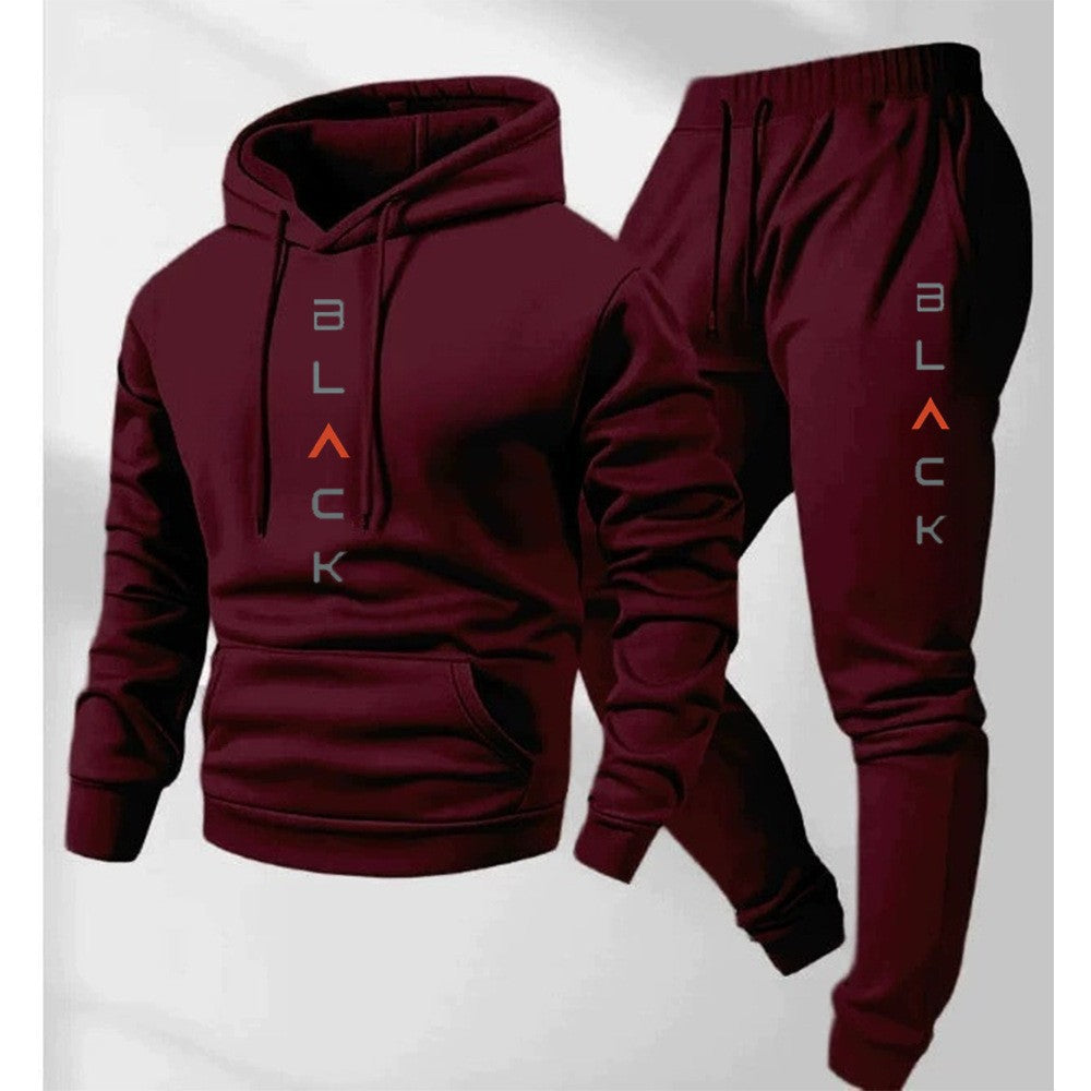 Men's Retro Letter-Print Long-Sleeve Top & Pants Set | Vintage Casual Outfit
