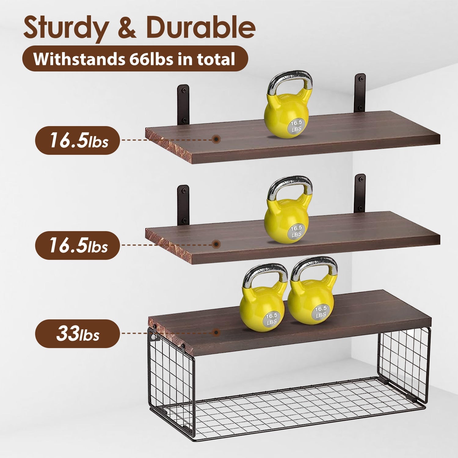 2-In-1 Floating Wall Shelf with Storage Basket