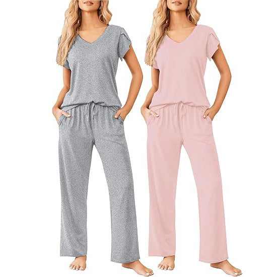 Women's Printed Short-Sleeve Loungewear Set | Breathable Home Wear