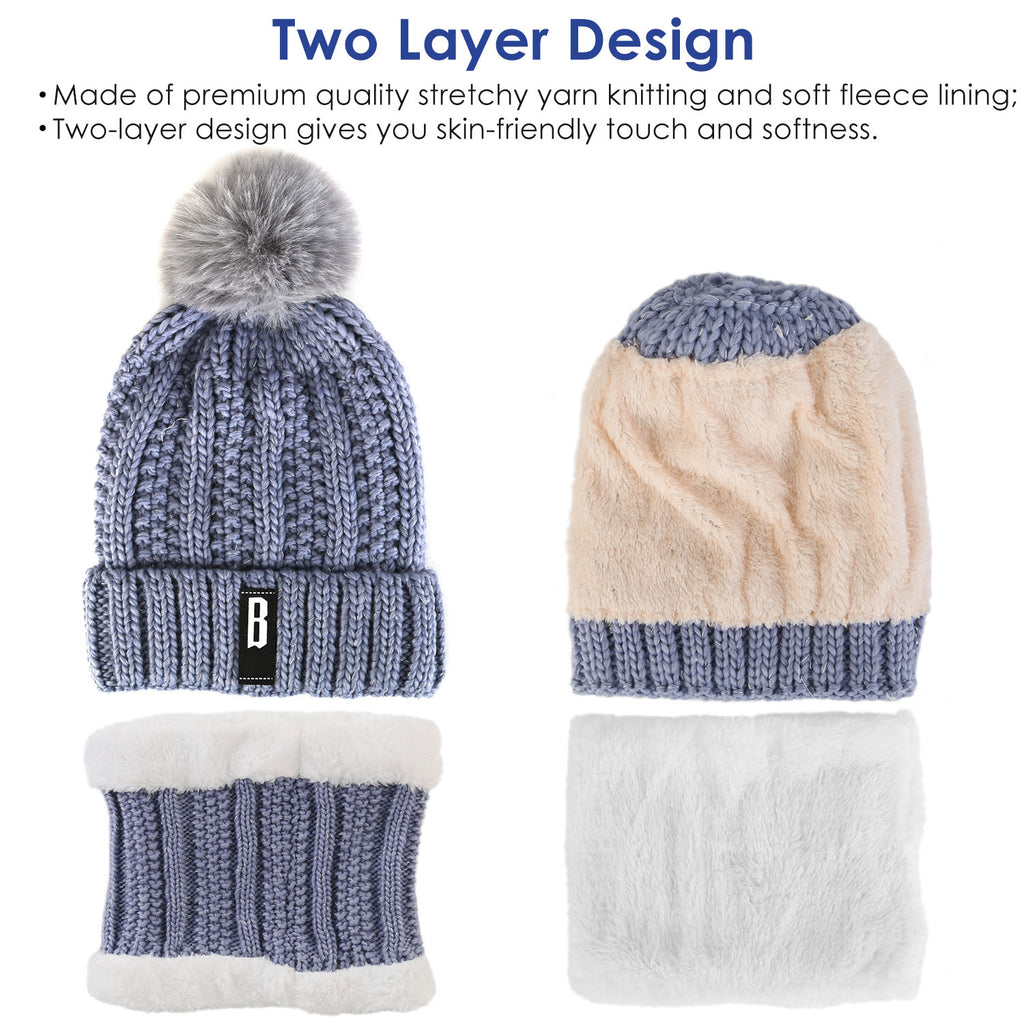 Winter Beanie & Scarf Set – Warm Knit Hat & Neck Warmer for Women