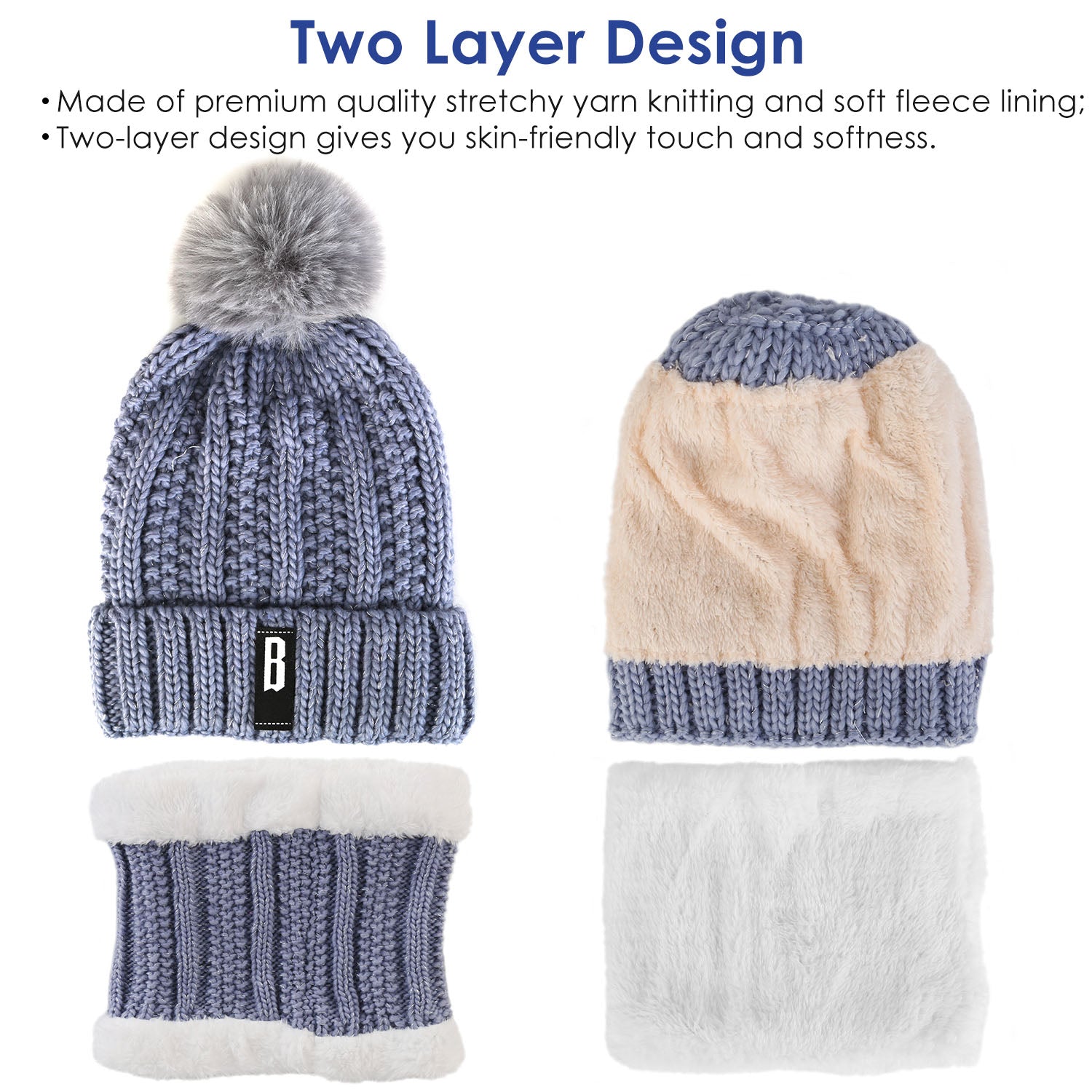 Winter Beanie & Scarf Set – Warm Knit Hat & Neck Warmer for Women