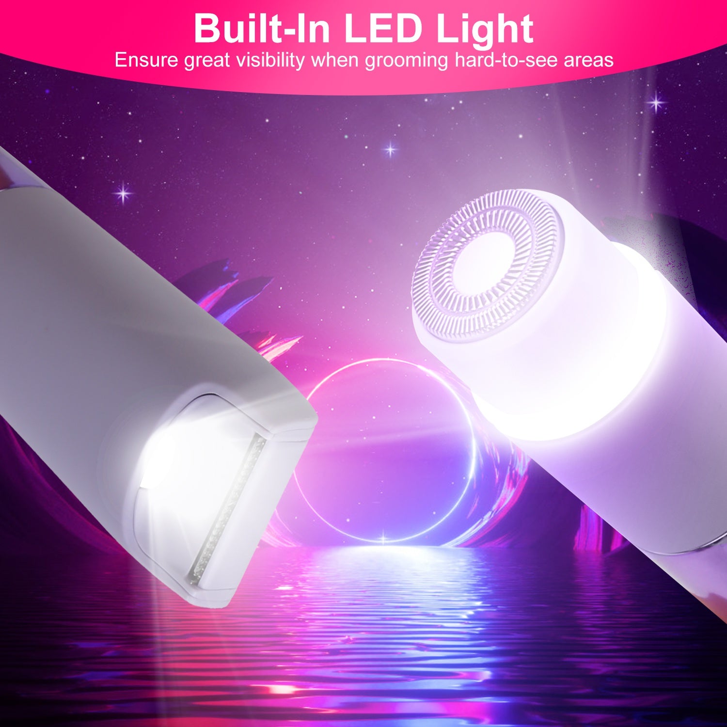 1Pc 2 In 1 Bikini Trimmer For Women Dual Head Cordless Body Shaver IPX5 Waterproof Rechargeable Pubic Hair Razor Wet And Dry Use For Bikini Underarm Leg Arm Body Face