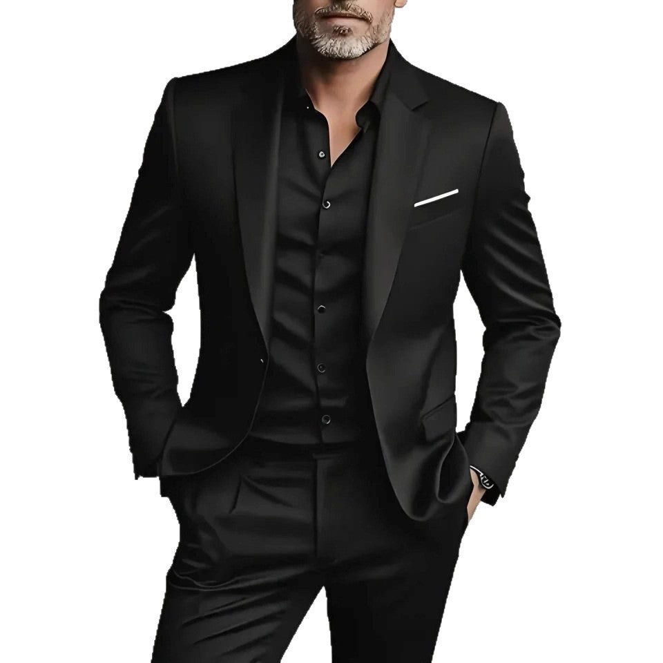 Men's Business-Casual Two-Piece Suit Set | Slim Fit Blazer & Trousers