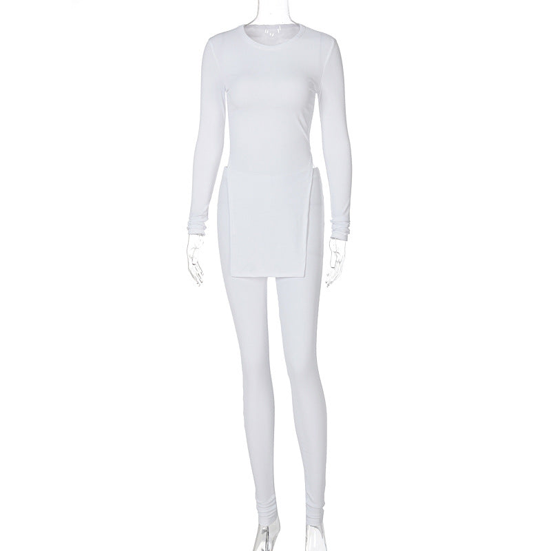 Women's Ribbed Pit Strip Top & Trousers Suit | Elegant Two-Piece Set