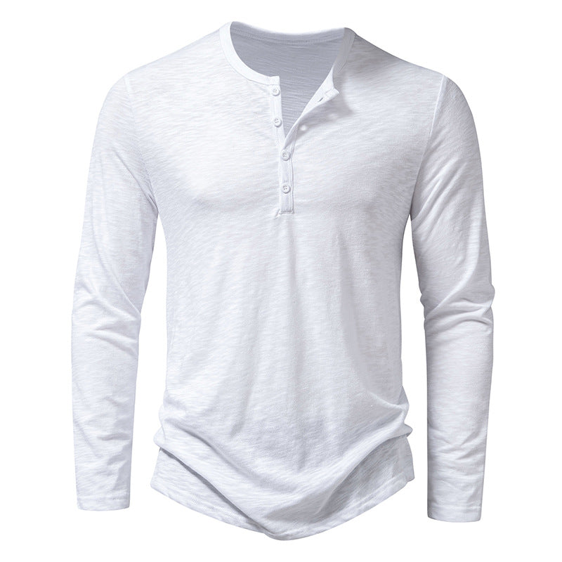 Men’s Long?Sleeve Casual Button Pullover Top