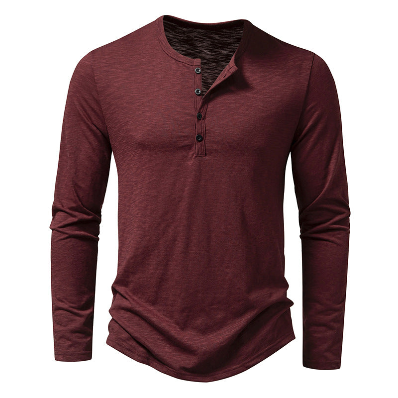 Men’s Long?Sleeve Casual Button Pullover Top