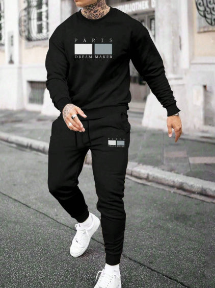 Men's Round Neck Sweater Casual Sports Suit | European Fit