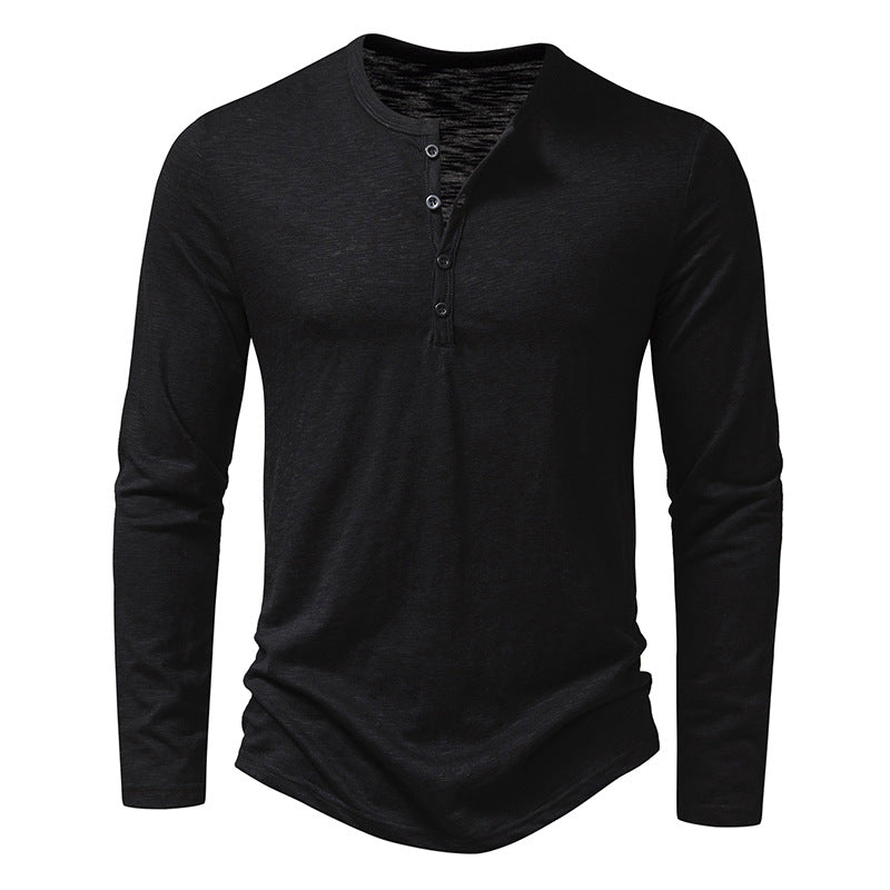 Men’s Long?Sleeve Casual Button Pullover Top