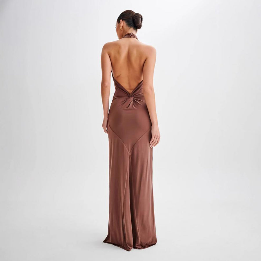 Elegant Lace?Up Long A?Line Maxi Dress